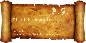 Mitli Florentin névjegykártya